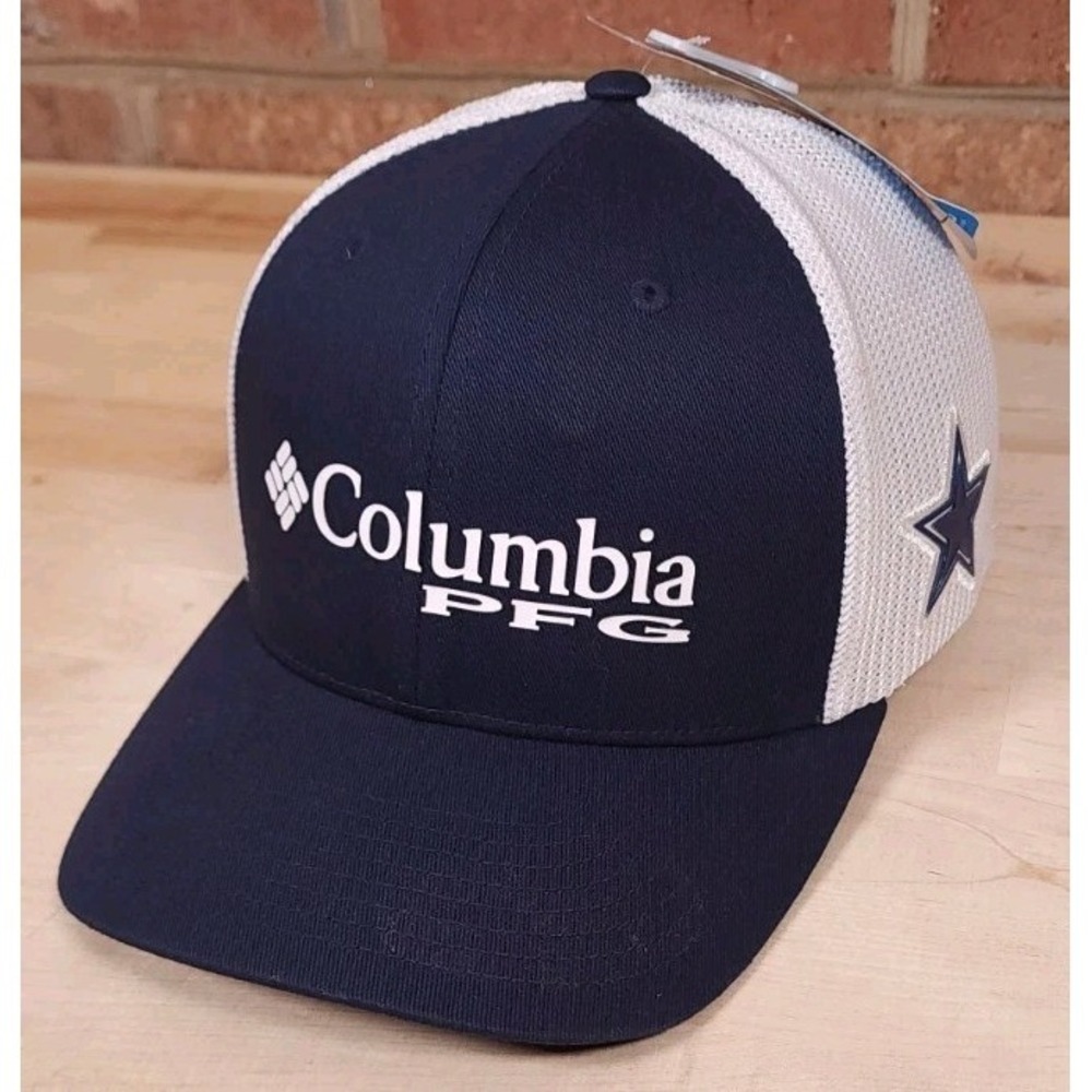 Columbia PFG x Dallas Cowboys Navy Blue White Trucker Snapback Hat NWT